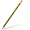 Image de Crayon de papier Staedtler Noris avec gomme - mine HB - corps hexagonal jaune et noir