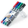 Image de Etui rigide STAEDTLER de 4 marqueurs lumocolorpermanent duo double pointe - coloris assortis