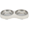 Image de de 2 gamelles plate pour chat en mélamine et acier inox Trixie Blanc TU 25187
