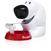 Image de Scotch Distributeur de ruban adhésif de bureau en forme de chien C31 blanc avec ruban adhésif transparent Magic 19 mm x 7,5 m