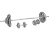 Image de Set d'haltères et barre longue avec disques en fonte Argent Gorilla Sports