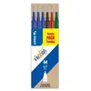 Image de Recharge pour stylo Pilot FriXion à encre gel - pointe moyenne de 0,7 mm - coloris assortis : 3 stylos bleu - 1 noir - 1 rouge et 1 vert - paquet 6 unités
