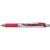 Image de Pentel Stylo roller rétractable EnerGel BL77, pointe moyenne (0,7 mm), avec zone de préhension, corps chromé et rouge, encre rouge
