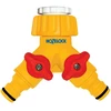 Image de Raccord pour robinet double en plastique 20/27 et 15/21"