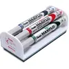 Image de Kit brosse magnétique + 4 marqueurs pour tableau blanc - pointe conique moyenne - coloris assortis