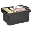 Image de Bac de rangement superposable avec poignée - 32 litres - noir