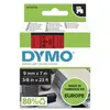 Image de Ruban titreuse D1 Dymo S0720720 - écriture Noir / fond Rouge - 9mm x 7m