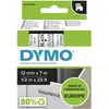 Image de Dymo Ruban D1 S0720500 pour étiqueteuse - 12 mm x 7 m - Noir sur Transparent