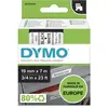 Image de Dymo Ruban D1 S0720830 pour étiqueteuse - 19 mm x 7 m - Noir sur Blanc