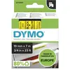 Image de Dymo Ruban D1 S0720880 pour étiqueteuse - 19 mm x 7 m - Noir sur Jaune