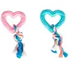 Image de Jouet à mâcher pour chien coeur avec corde en cotton Duvoplus Dogtoy Puppy TPR Rose 14x7,5x3 cm 11427