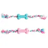Image de Jouet à mâcher pour chien os avec corde en nylon Duvoplus Dogtoy Puppy TPR Rose 35x4,5x2,5 cm 11428
