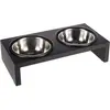 Image de Gamelle pour la nourriture et d'eau pour chien rectangle Flamingo Duo Dinner Kobushi Argenté 21,5x7,2x14 cm 1031113