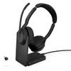 Image de Casque sans fil Bluetooth USB-C Jabra Evolve2 55 MS Stéréo avec socle - Noir