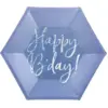 Image de Assiette en papier bleu Happy Birthday (Lot de 6)