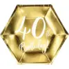 Image de Assiette en papier 40th Birtdhay doré (Lot de 6)