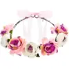 Image de Couronne de Fleurs Blanches et Roses ø 17cm