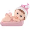 Image de Figurine Bébé Fille sur un coussin rose