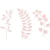 Image de Branche avec décor de feuilles, rose poudré 9 pièces