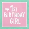 Image de Lot de 20 serviettes en papier rose 1st Birthday Girl