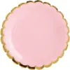 Image de Assiette en papier rose avec bordures or (Lot de 6)