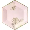 Image de Assiette en papier rose avec motif feuille d'or (Lot de 6)