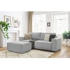 Image de Canapé droit convertible coffre NIHAD velours côtelé avec pouf gris clair BOBOCHIC 4 places