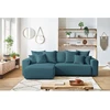 Image de Canapé d'angle réversible convertible coffre ENVY velours côtelé avec pouf bleu foncé BOBOCHIC 4 places
