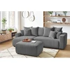 Image de Canapé d'angle réversible convertible coffre ENVY velours côtelé avec pouf gris foncé BOBOCHIC 4 places