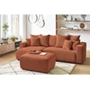 Image de Canapé d'angle réversible convertible coffre ENVY velours côtelé avec pouf orange BOBOCHIC 4 places