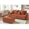 Image de Canapé droit convertible coffre ENVY velours côtelé avec pouf orange BOBOCHIC 3 places