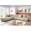 Image de Canapé d'angle fixe modulable XL NIHAD tissu velours côtelé avec pouf beige angle droit BOBOCHIC 7 places