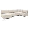 Image de Canapé d'angle fixe 100% modulable NIHAD tissu velours côtelé 3 chauffeuses, 1 angle et 1 méridienne beige BOBOCHIC 6 places