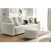 Image de Canapé droit convertible coffre ENVY tissu bouclette doux avec pouf rond blanc BOBOCHIC 3 places