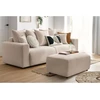 Image de Canapé droit convertible coffre ENVY tissu bouclette doux avec pouf rectangulaire beige BOBOCHIC 3 places