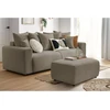Image de Canapé droit convertible coffre ENVY tissu bouclette doux avec pouf rectangulaire marron BOBOCHIC 3 places