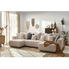 Image de Canapé panoramique convertible coffre ENVY tissu bouclette beige panoramique BOBOCHIC 6 places