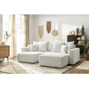 Image de Canapé d'angle réversible convertible coffre ENVY tissu bouclette doux avec pouf rectangulaire blanc BOBOCHIC 5 places