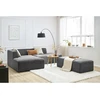 Image de Canapé d'angle fixe modulable MEGEVE tissu texturé avec pouf gris foncé angle gauche BOBOCHIC 5 places