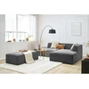 Image de Canapé d'angle fixe modulable MEGEVE tissu texturé avec pouf gris foncé angle droit BOBOCHIC 5 places