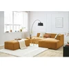 Image de Canapé d'angle fixe modulable MEGEVE tissu texturé avec pouf jaune angle droit BOBOCHIC 5 places