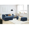Image de Canapé d'angle fixe modulable MEGEVE tissu texturé avec pouf bleu foncé angle gauche BOBOCHIC 5 places