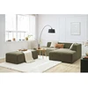 Image de Canapé d'angle fixe modulable MEGEVE tissu texturé avec pouf vert angle droit BOBOCHIC 5 places