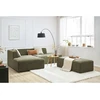 Image de Canapé d'angle fixe modulable MEGEVE tissu texturé avec pouf vert angle gauche BOBOCHIC 5 places