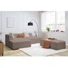 Image de Canapé d'angle fixe modulable MEGEVE tissu bouclette avec pouf marron angle gauche BOBOCHIC 5 places