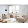 Image de Canapé d'angle fixe modulable MEGEVE tissu bouclette avec 1 chauffeuse et 1 pouf beige angle gauche BOBOCHIC 6 places