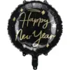 Image de Ballon Aluminium - HAPPY NEW YEAR - Noir & Or - 45cm