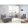 Image de Canapé d'angle fixe modulable MEGEVE tissu bouclette avec 1 chauffeuse et 1 pouf gris clair angle droit BOBOCHIC 6 places