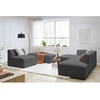 Image de Canapé d'angle fixe modulable MEGEVE tissu bouclette avec 1 chauffeuse et 1 pouf gris foncé angle gauche BOBOCHIC 6 places