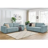 Image de Ensemble canapé droit fixe 3 + 2 places NIHAD velours côtelé bleu clair BOBOCHIC 5 places